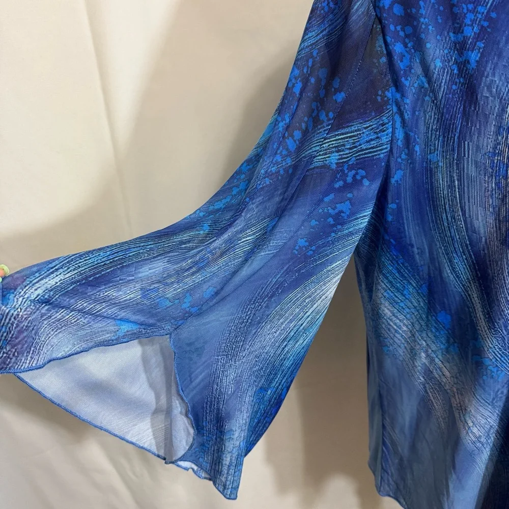 Vibrant Blue Blouse with Long Sleeves - Picture 8 of 12